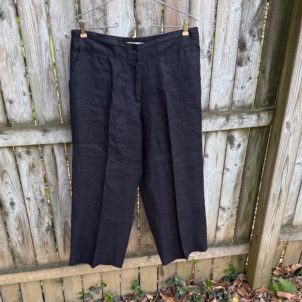 Peter Martin VTG Linen Pants wide leg crop zipper classic preppy CBK 10